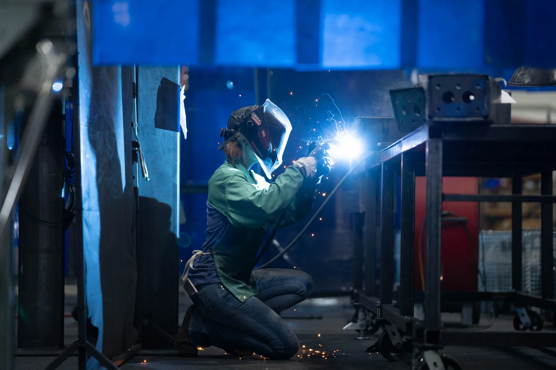Welder MIG welding structural steel